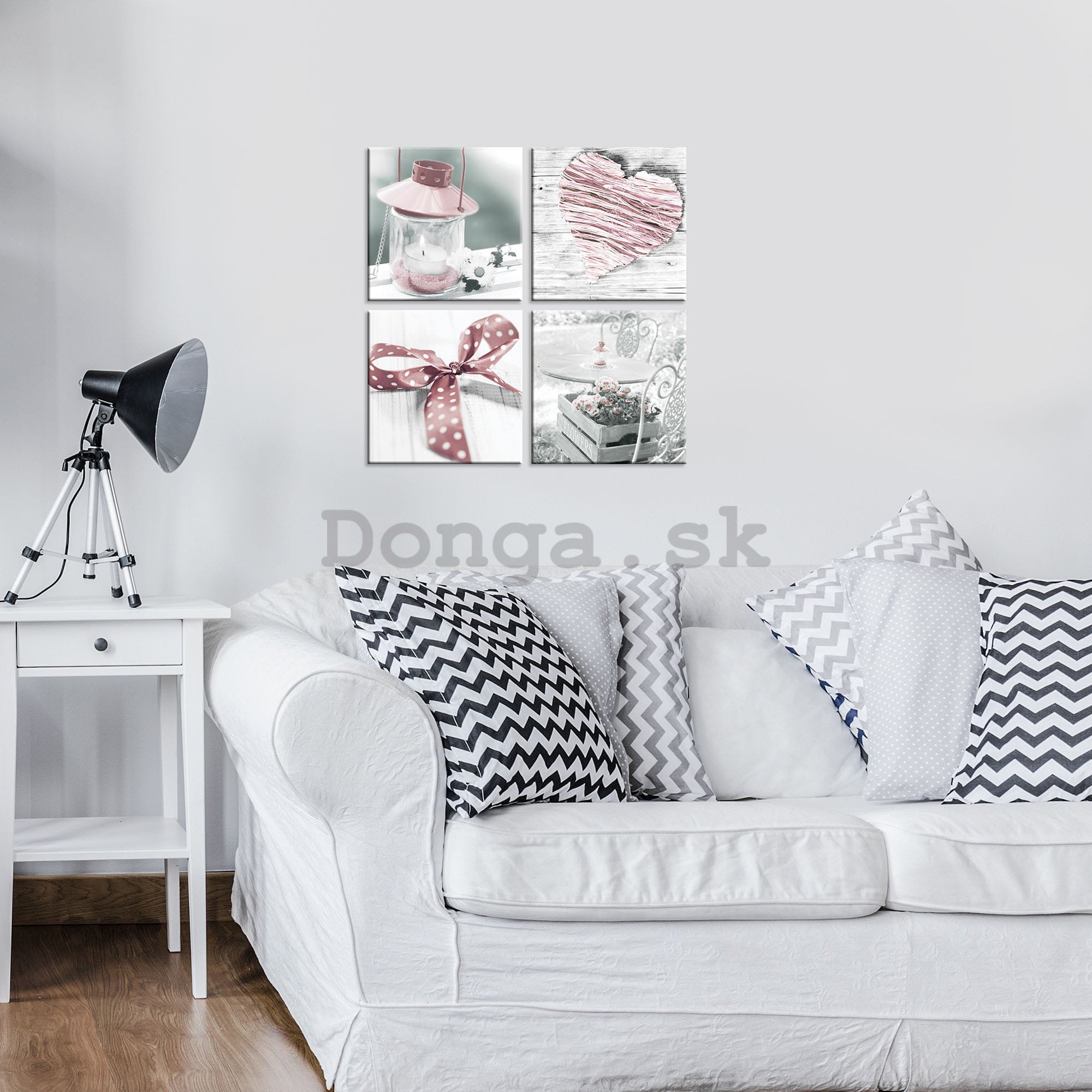 Obraz na plátne: Ružové zátišie (3) - set 4ks 25x25cm