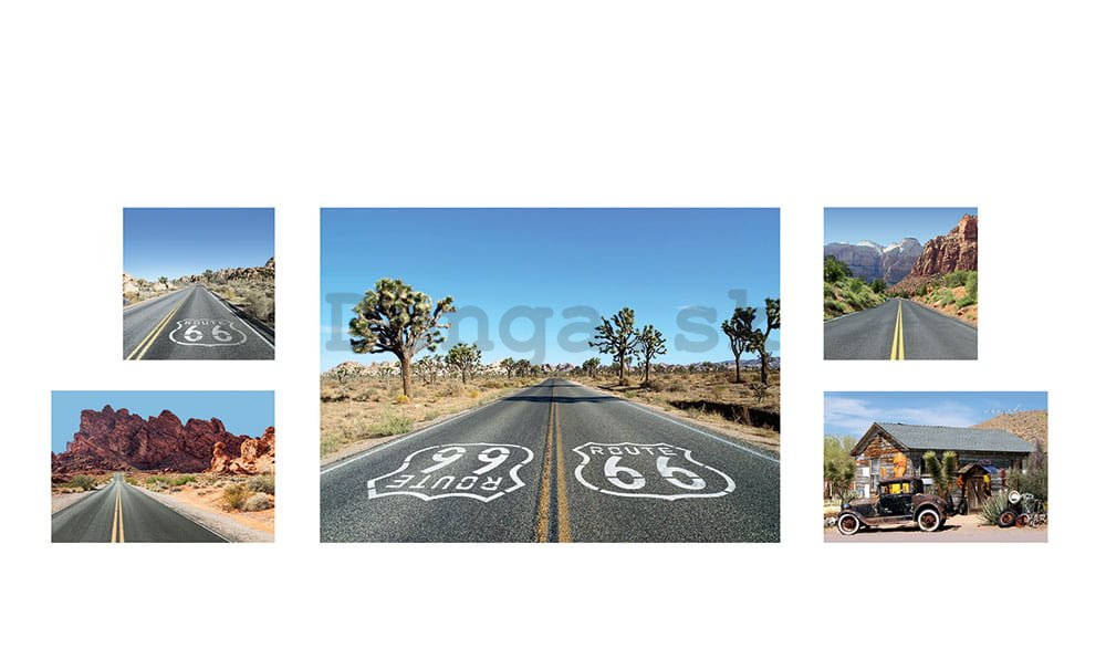 Obraz na plátne: Route 66 - set 1ks 66x48cm, 2ks 32x21,8cm a 2ks 21,8x21,8 cm