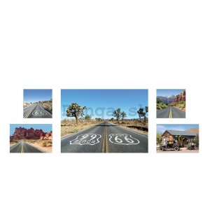 Obraz na plátne: Route 66 - set 1ks 66x48cm, 2ks 32x21,8cm a 2ks 21,8x21,8 cm
