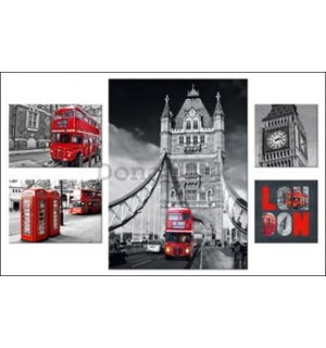 Obraz na plátne: Dominanty Londýna - set 1ks 48x66cm, 2ks 32x21,8cm a 2ks 21,8x21,8 cm