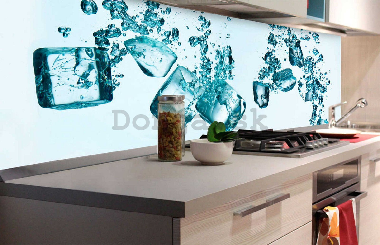 Samolepiaca umývateľná fotofototapeta za kuchynskú linku - Ľadové kocky, 180x60 cm