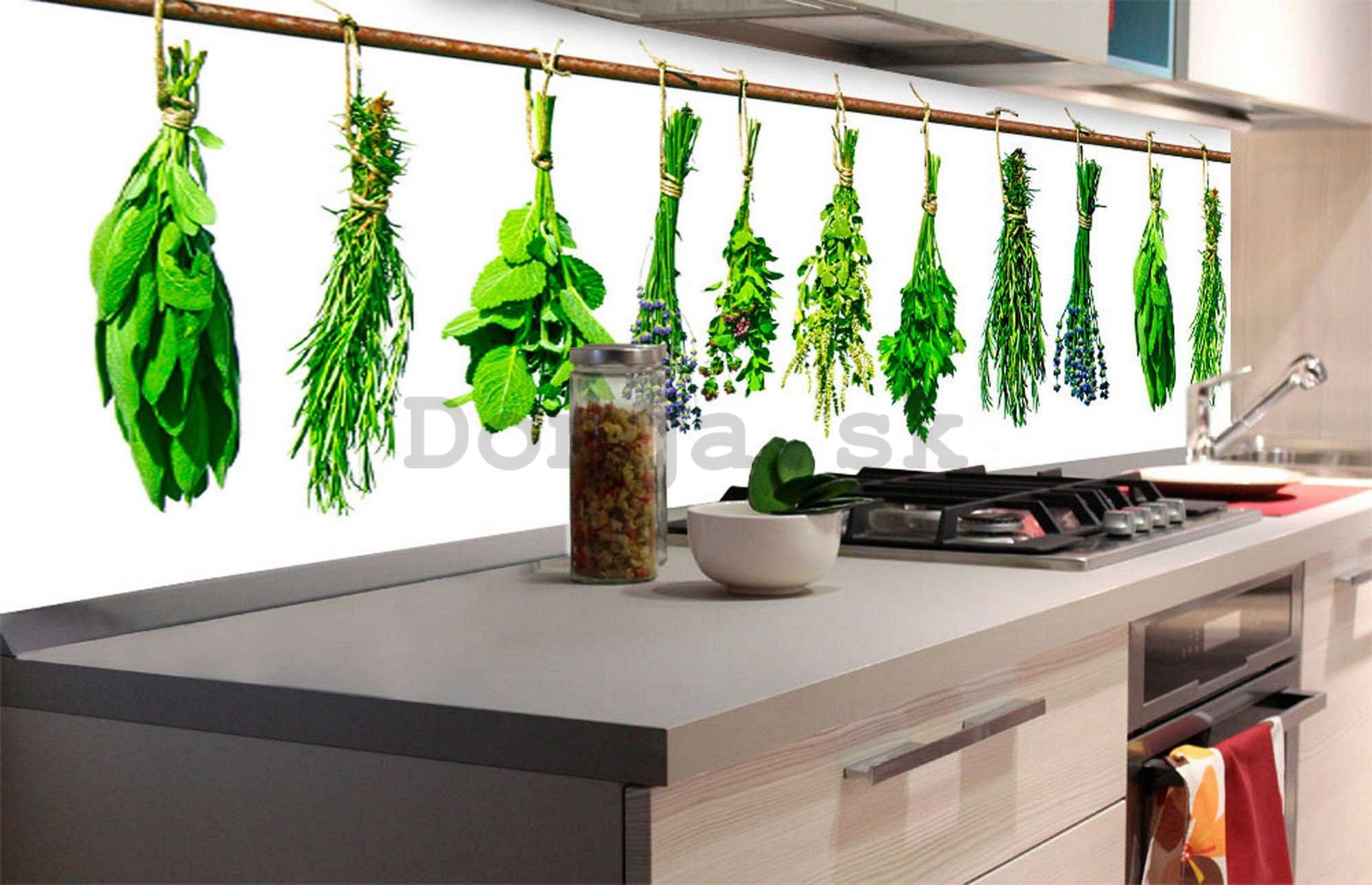 Samolepiaca umývateľná fotofototapeta za kuchynskú linku - Bylinky, 180x60 cm