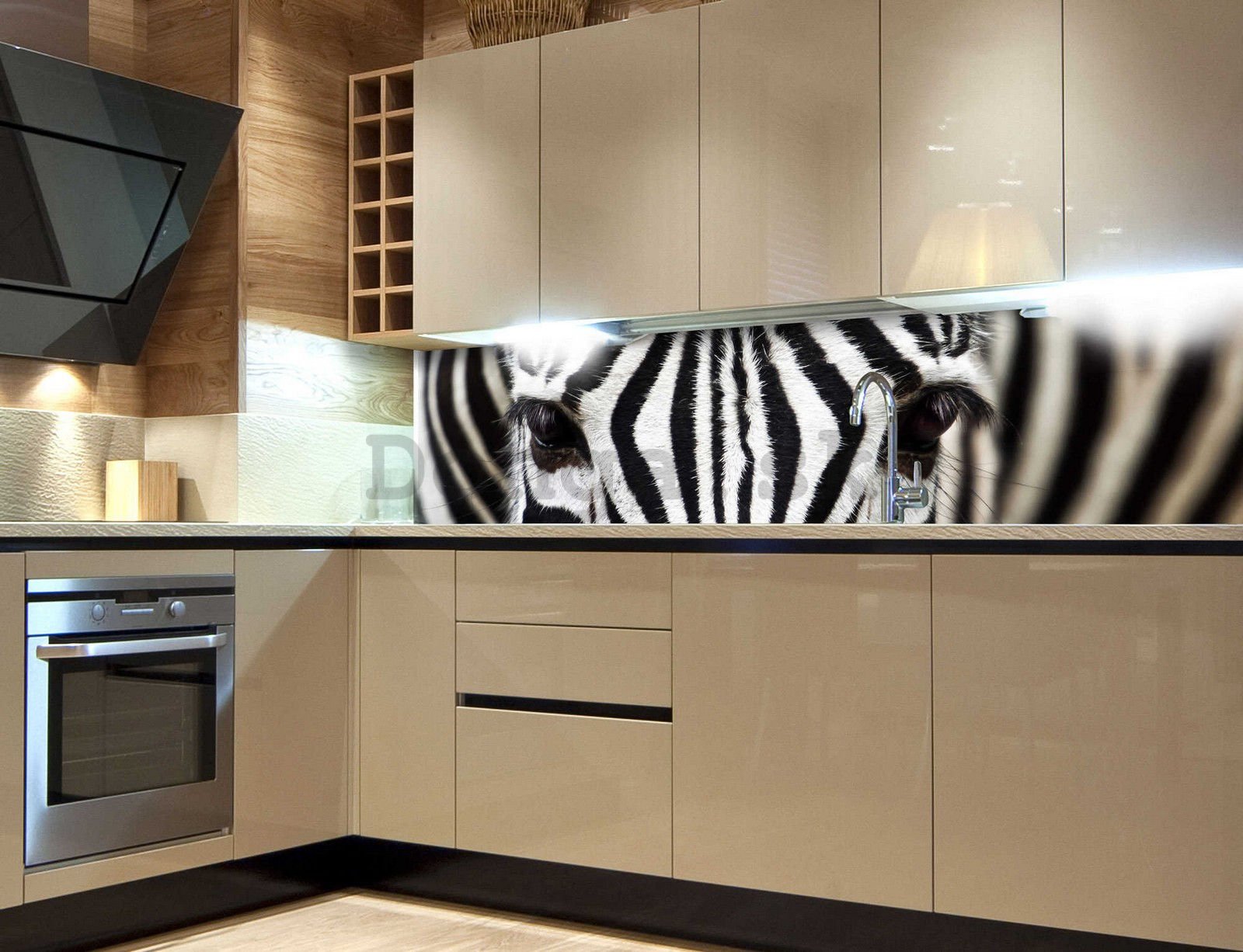 Samolepiaca umývateľná fotofototapeta za kuchynskú linku - Zebra, 180x60 cm