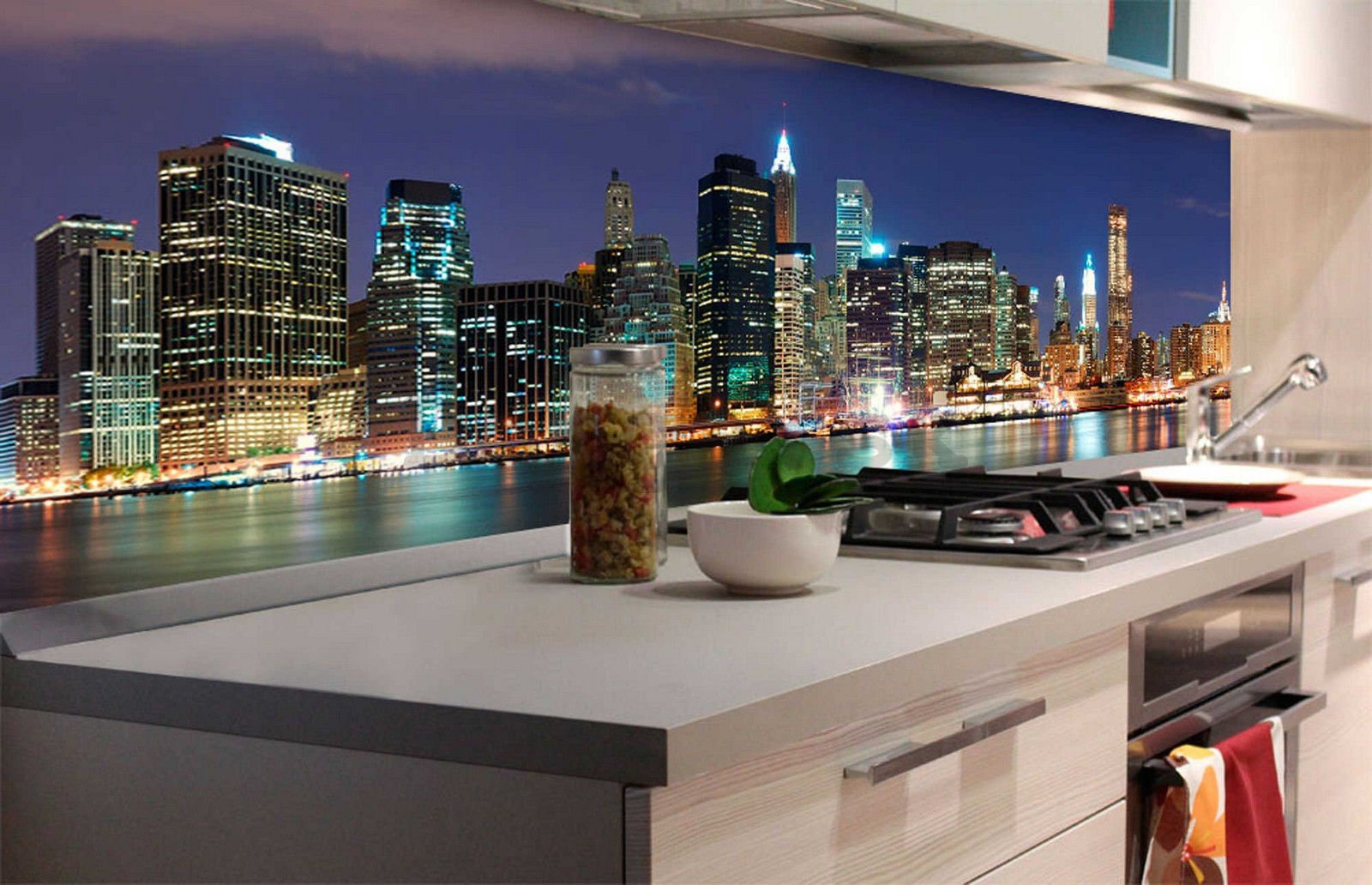 Samolepiaca umývateľná fotofototapeta za kuchynskú linku - Manhattan, 180x60 cm