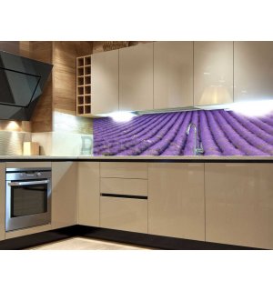 Samolepiaca umývateľná fototapeta za kuchynskú linku - Levanduľové pole, 180x60 cm