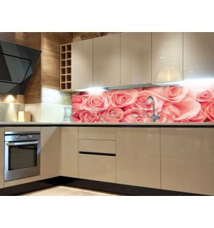 Samolepiaca umývateľná tapeta za kuchynskú linku - Ružové ruže, 180x60 cm