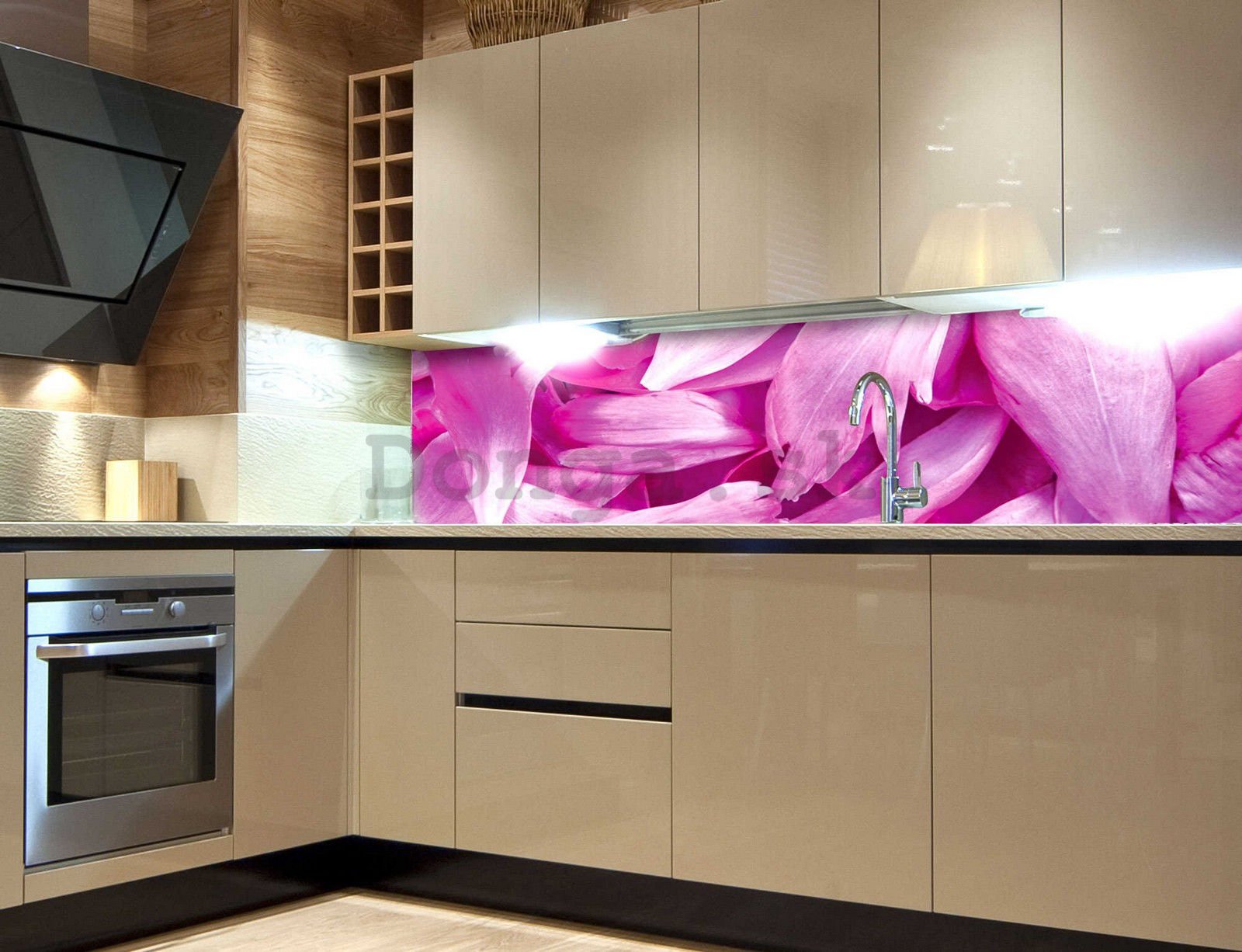 Samolepiaca umývateľná tapeta za kuchynskú linku - Lístky fialiek, 180x60 cm