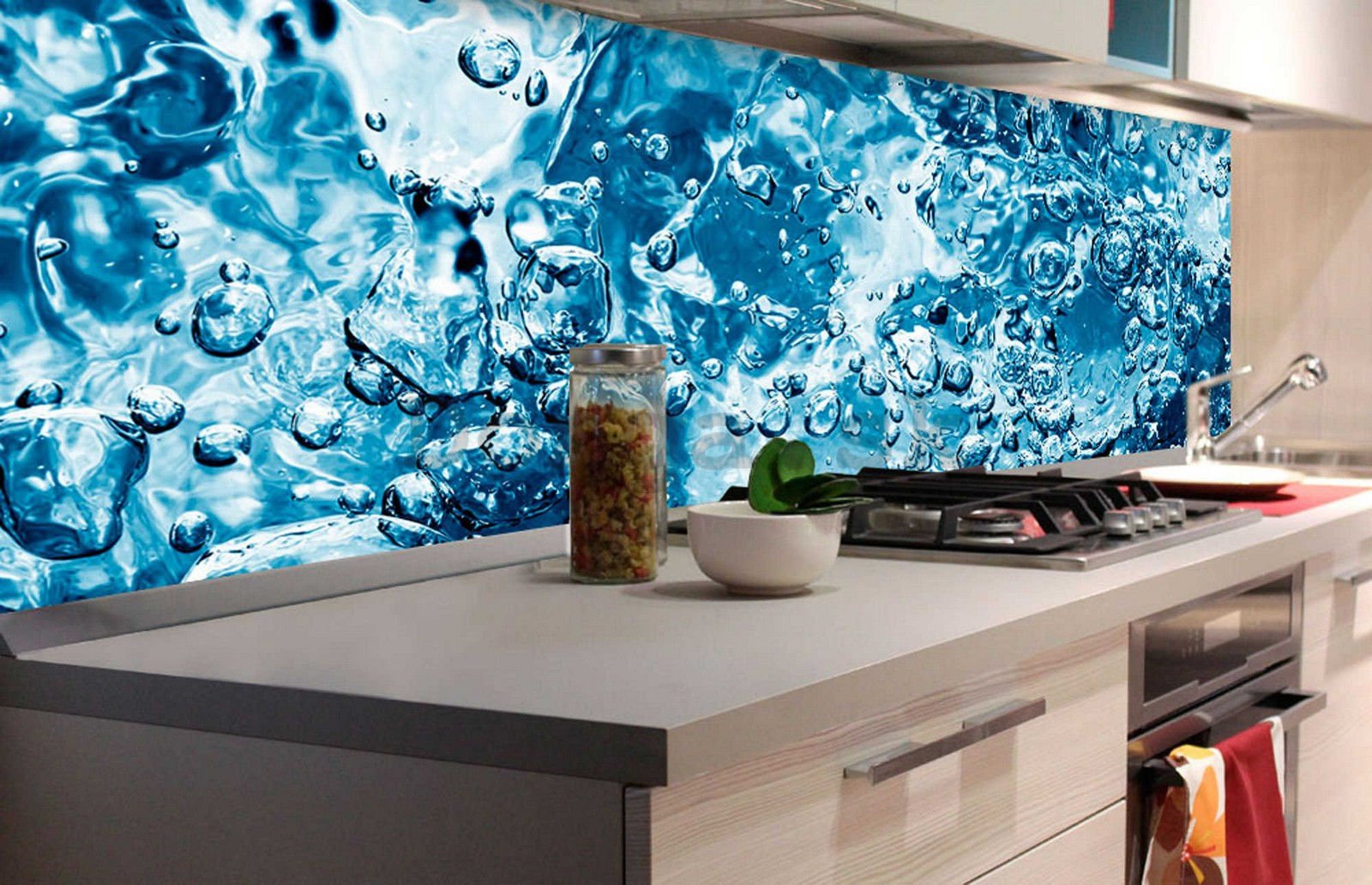 Samolepiaca umývateľná tapeta za kuchynskú linku - Perlivá voda, 180x60 cm