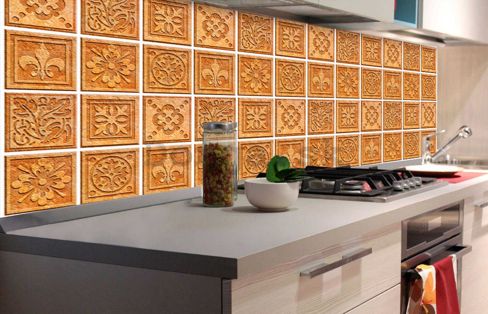 Samolepiaca umývateľná tapeta za kuchynskú linku - Žulové dlaždice, 180x60 cm