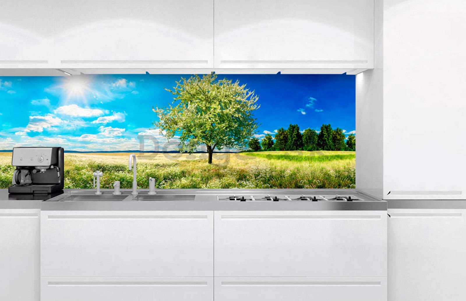 Samolepiaca umývateľná tapeta za kuchynskú linku - Kvitnúci strom, 180x60 cm