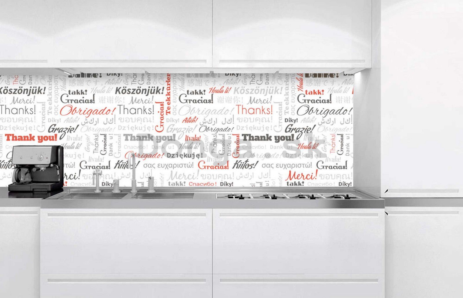 Samolepiaca umývateľná tapeta za kuchynskú linku - Thank you!, 180x60 cm