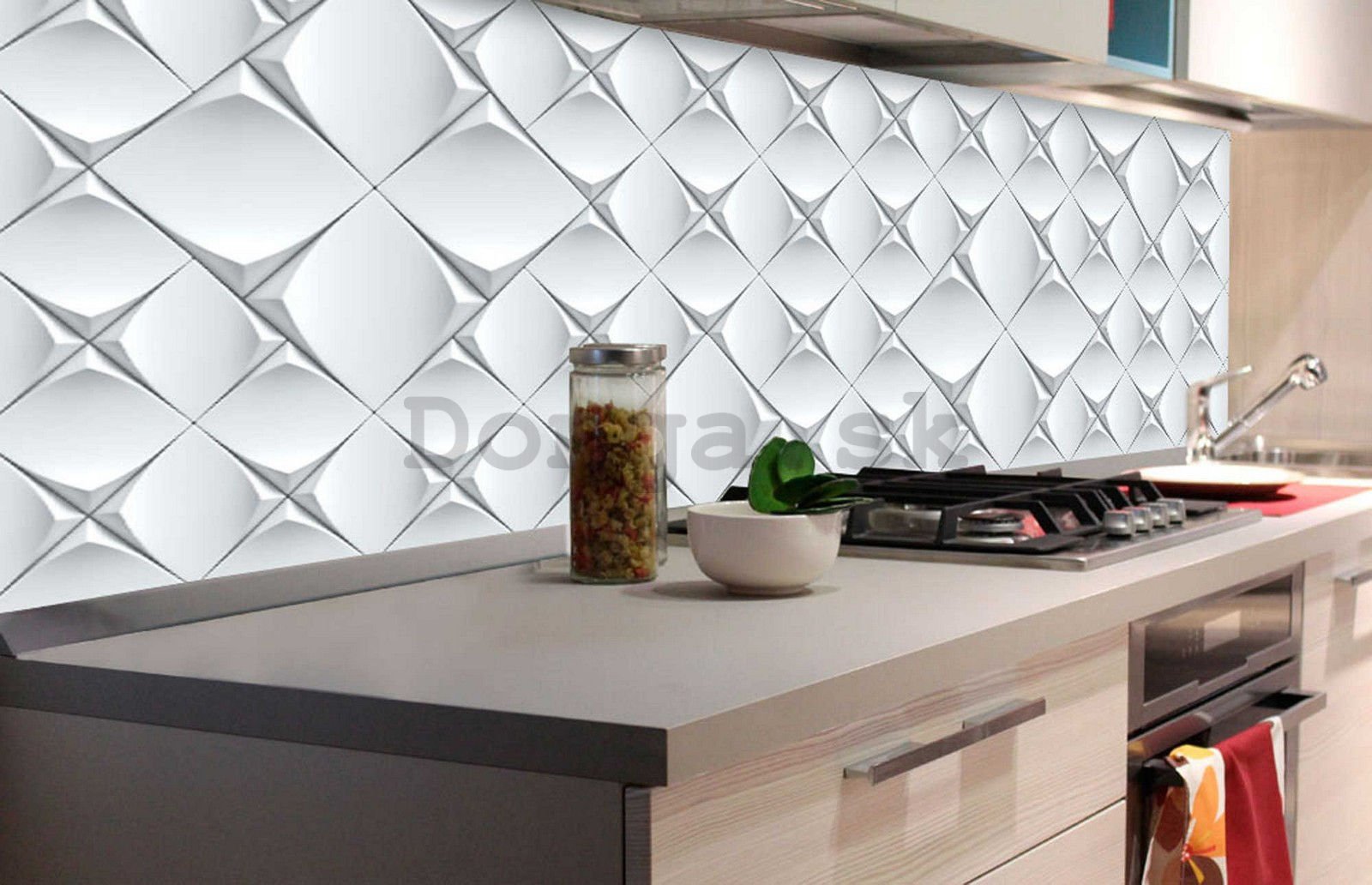 Samolepiaca umývateľná tapeta za kuchynskú linku - Obkladová 3D abstrakcia (1), 180x60 cm
