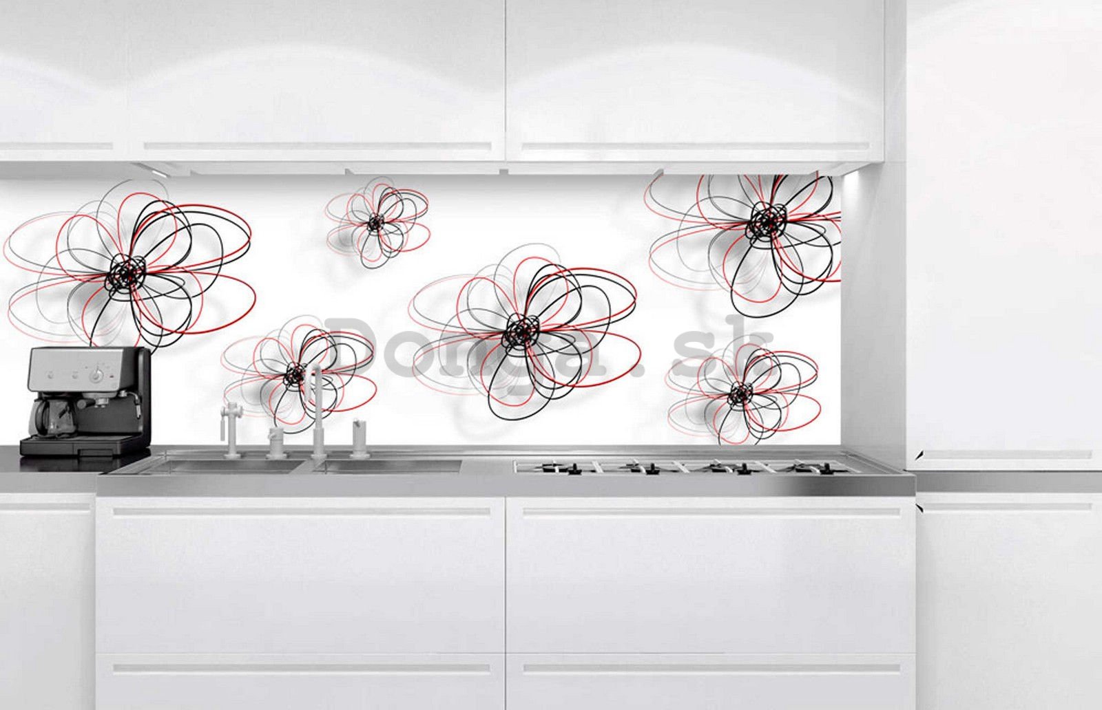 Samolepiaca umývateľná tapeta za kuchynskú linku - Abstraktné kvety, 180x60 cm