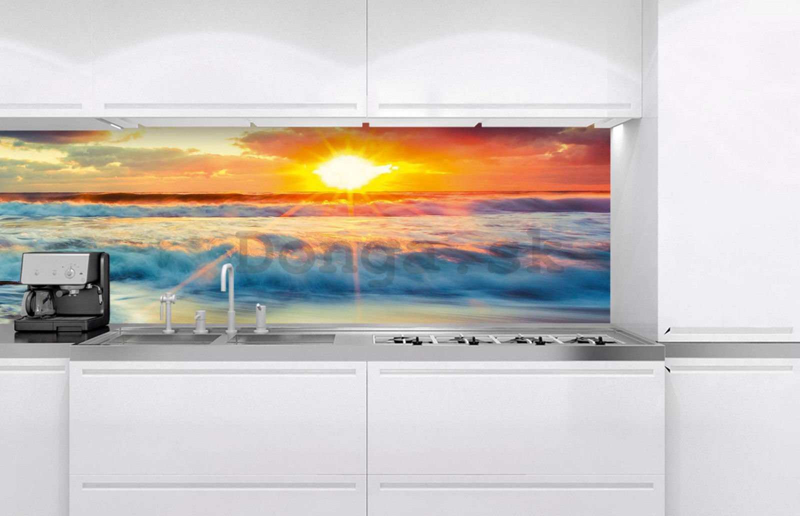 Samolepiaca umývateľná tapeta za kuchynskú linku - Západ slnka na pláži, 180x60 cm
