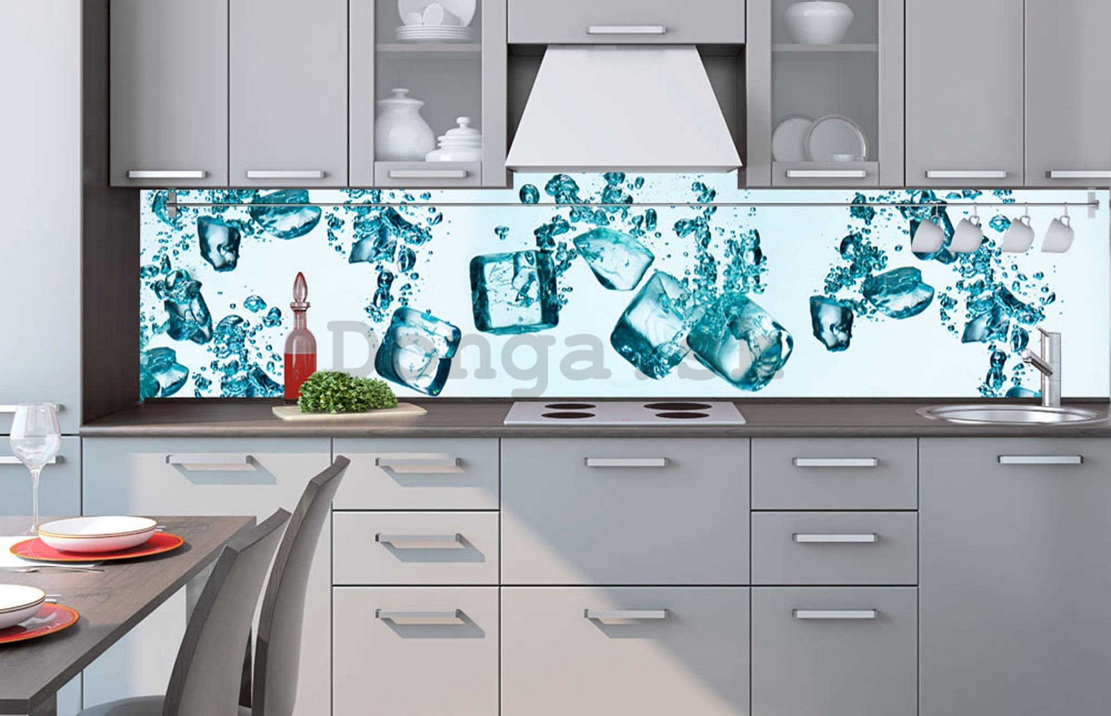 Samolepiaca umývateľná fotofototapeta za kuchynskú linku - Ľadové kocky, 260x60 cm