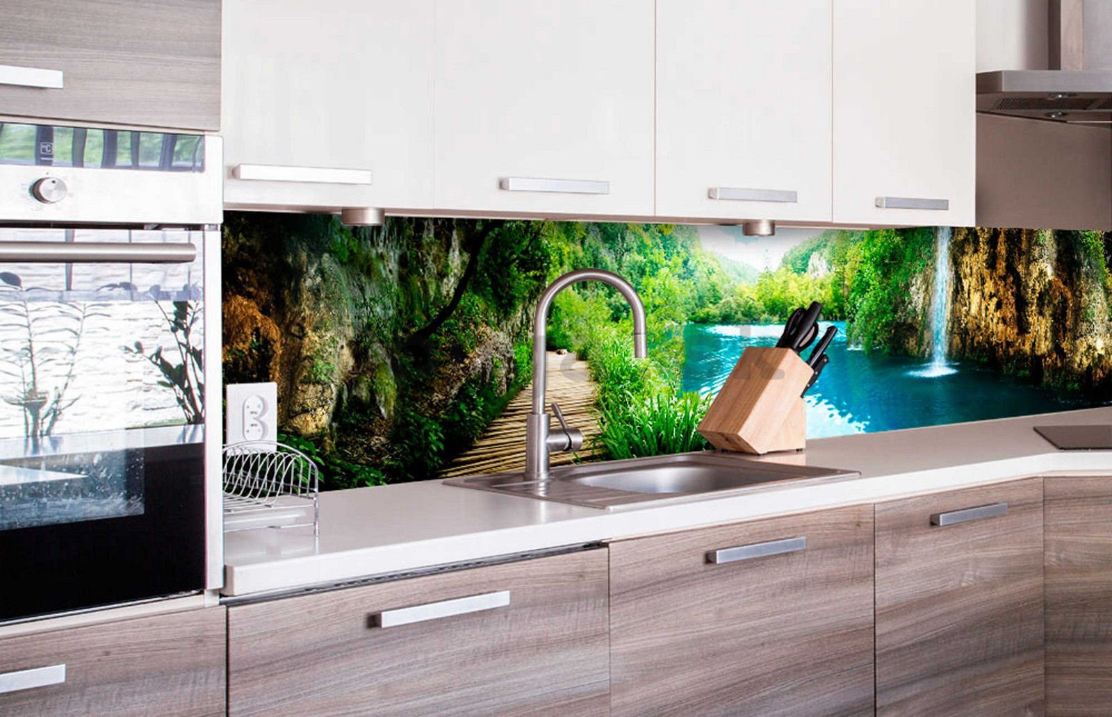 Samolepiaca umývateľná fototapeta za kuchynskú linku - Plitvické jazerá, 260x60 cm