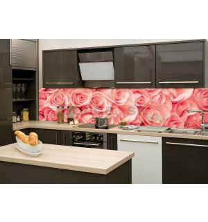 Samolepiaca umývateľná tapeta za kuchynskú linku - Ružové ruže, 260x60 cm