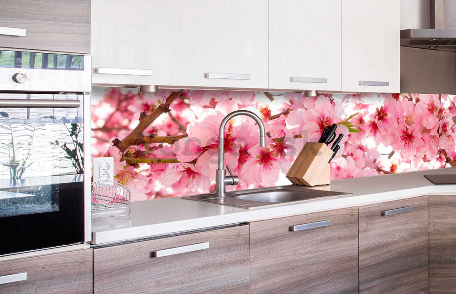Samolepiaca umývateľná tapeta za kuchynskú linku - Rozkvitnutá jabloň, 260x60 cm