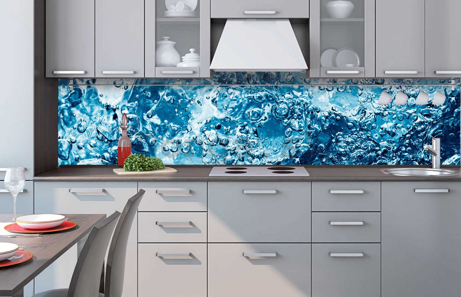 Samolepiaca umývateľná tapeta za kuchynskú linku - Perlivá voda, 260x60 cm