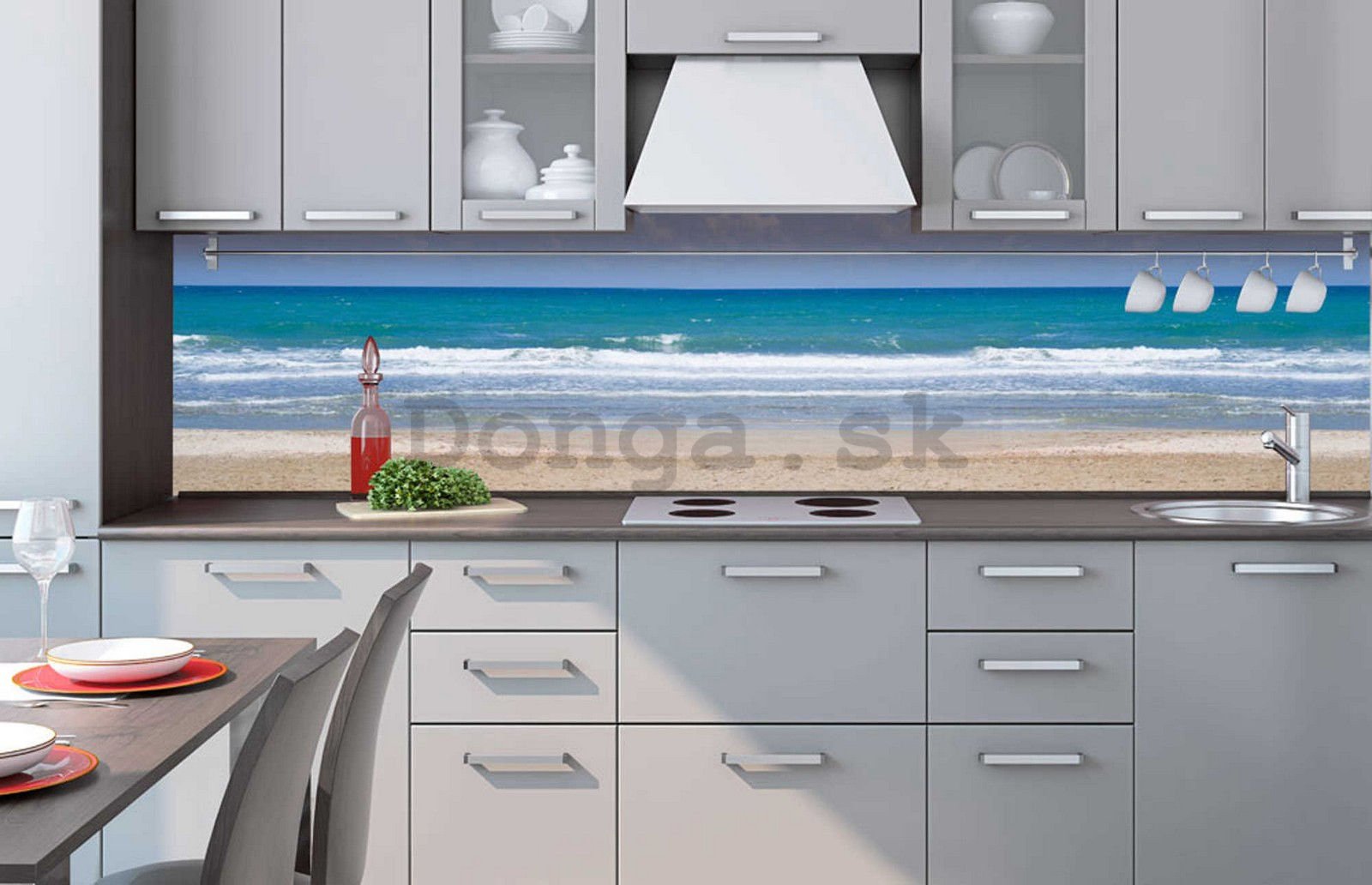 Samolepiaca umývateľná tapeta za kuchynskú linku - Vlny na pláži, 260x60 cm