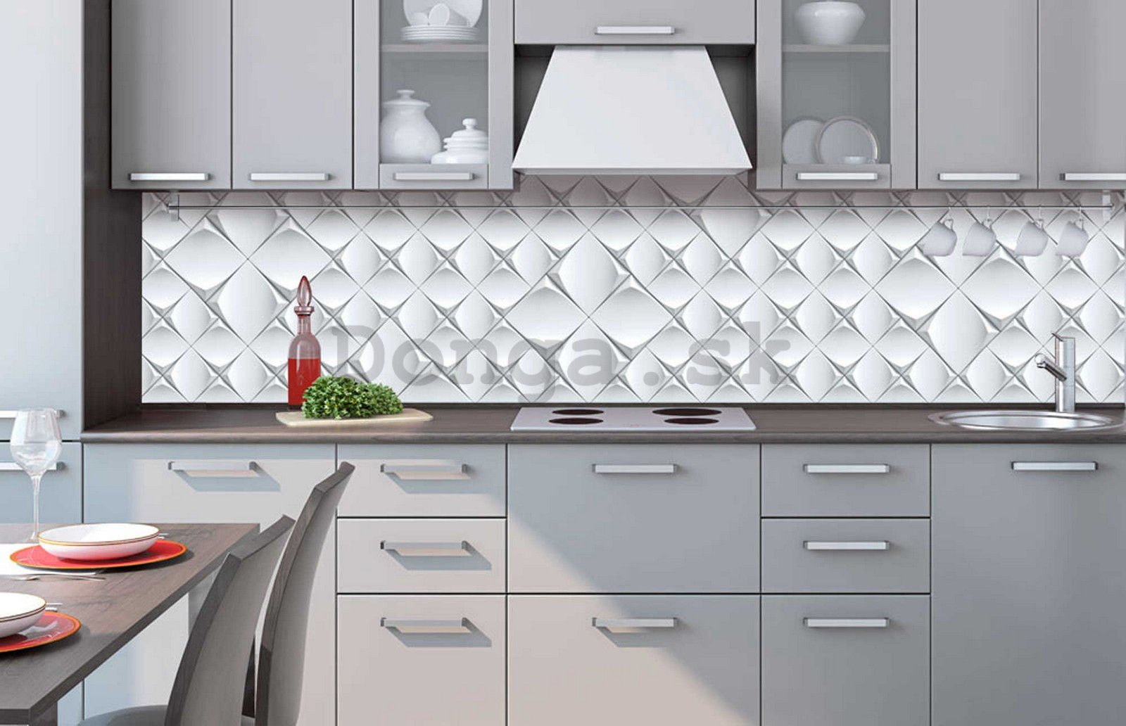 Samolepiaca umývateľná tapeta za kuchynskú linku - Obkladová 3D abstrakcia (1), 260x60 cm