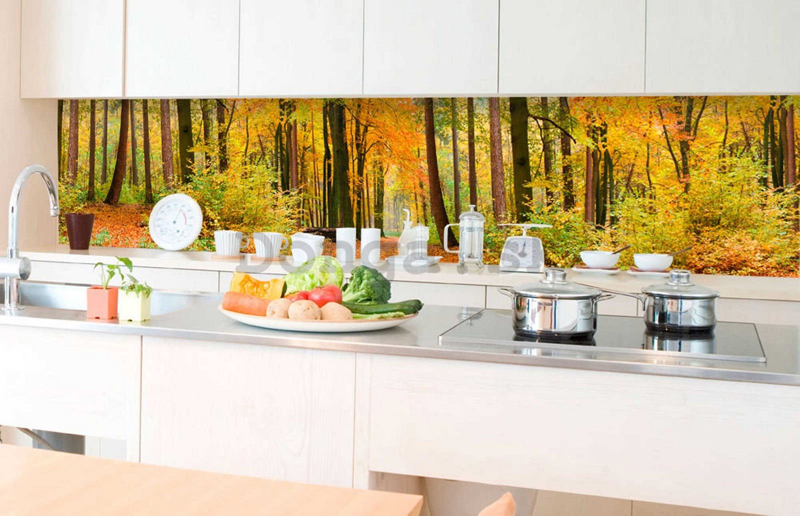 Samolepiaca umývateľná fototapeta za kuchynskú linku - Jesenný les, 350x60 cm