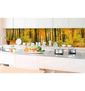 Samolepiaca umývateľná fototapeta za kuchynskú linku - Jesenný les, 350x60 cm