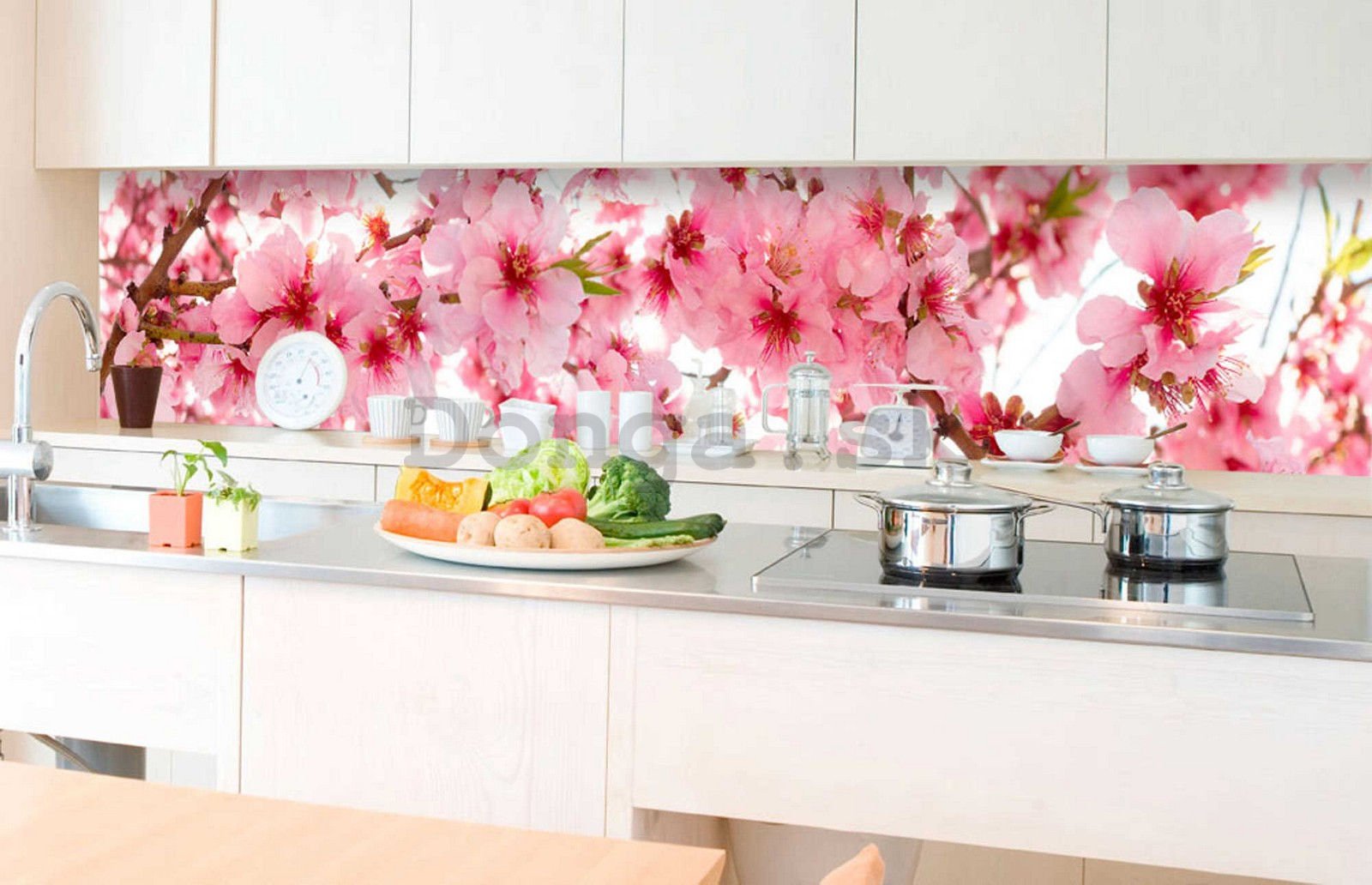 Samolepiaca umývateľná tapeta za kuchynskú linku - Rozkvitnutá jabloň, 350x60 cm