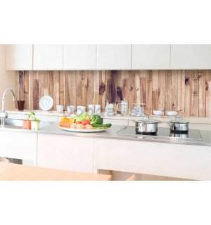 Samolepiaca umývateľná tapeta za kuchynskú linku - Drevená stena, 350x60 cm