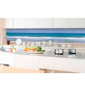 Samolepiaca umývateľná tapeta za kuchynskú linku - Vlny na pláži, 350x60 cm