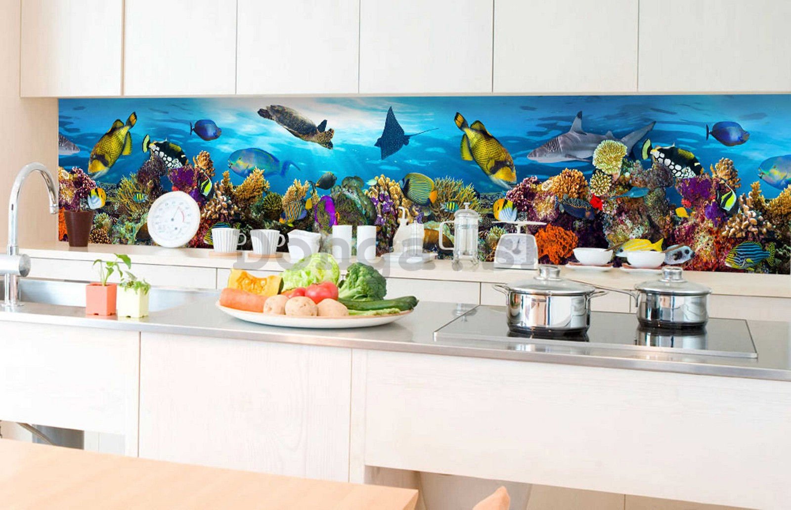 Samolepiaca umývateľná tapeta za kuchynskú linku - Podmorský život, 350x60 cm