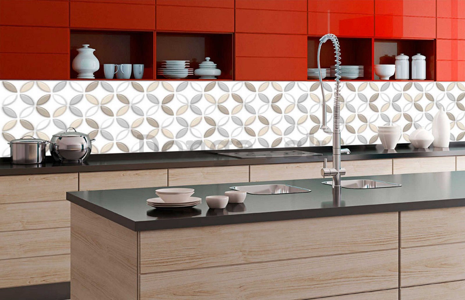 Samolepiaca umývateľná tapeta za kuchynskú linku - Farebný vzor, 350x60 cm