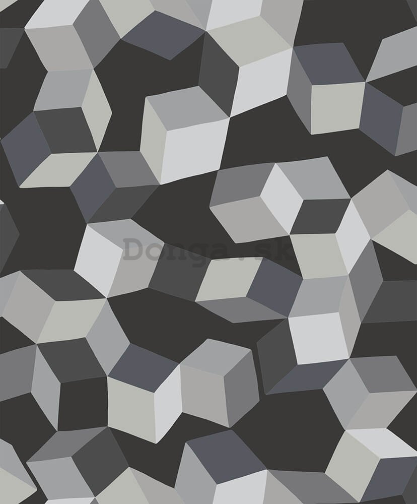 Vinylová tapeta 3D geometrické vzory sivé