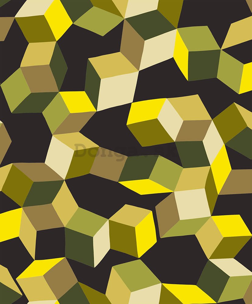 Vinylová tapeta 3D geometrické vzory žlto čierne