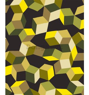 Vinylová tapeta 3D geometrické vzory žlto čierne