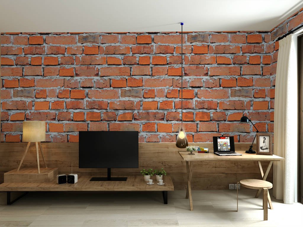 Vinylová tapeta tehlová stena oranžovo červená