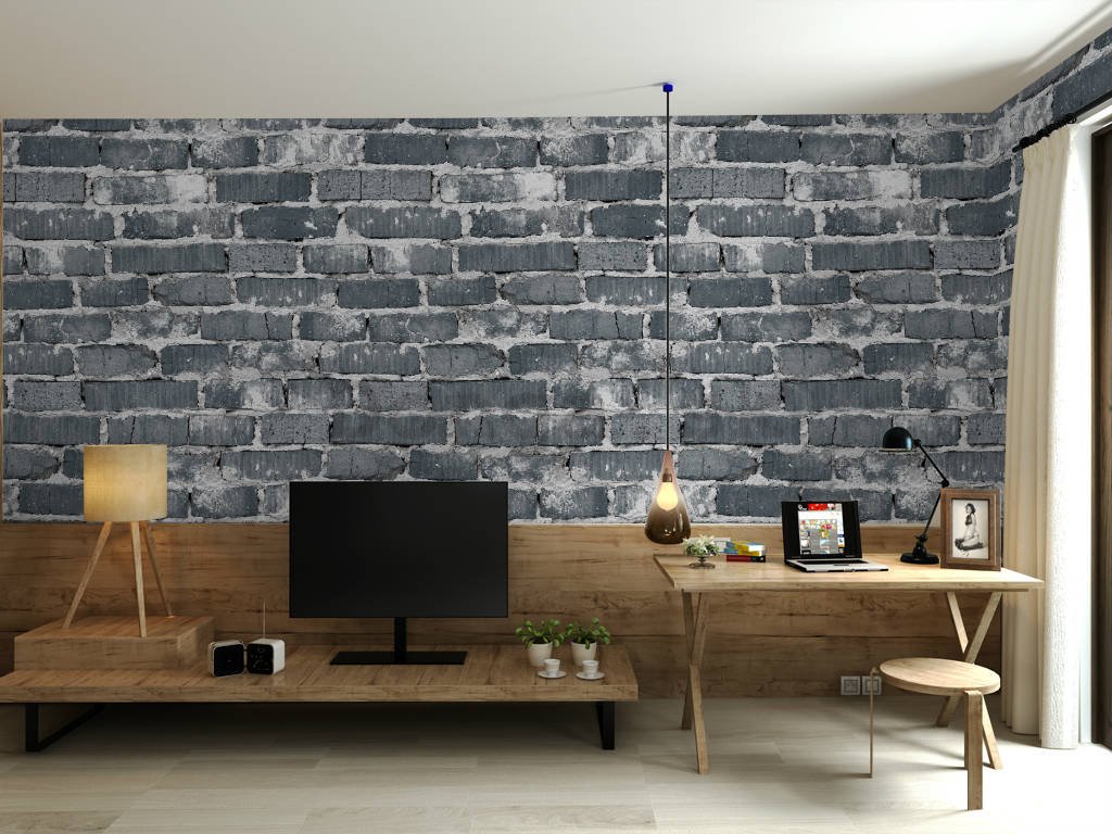 Vinylová tapeta tehlová stena šedo čierna (1)