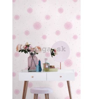 Vinylová tapeta drobné ružové kvety na růžovom pozadí