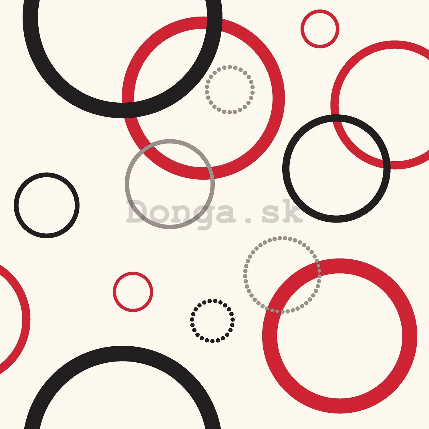 Vinylová tapeta veľké kruhy červeno čiernej