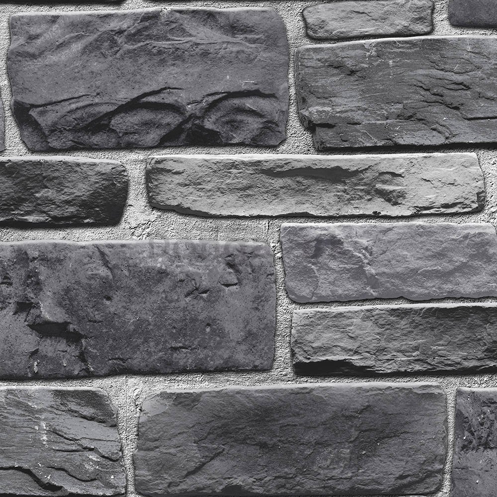 Vinylová umývateľná tapeta tmavo šedá kamenný múr (1)