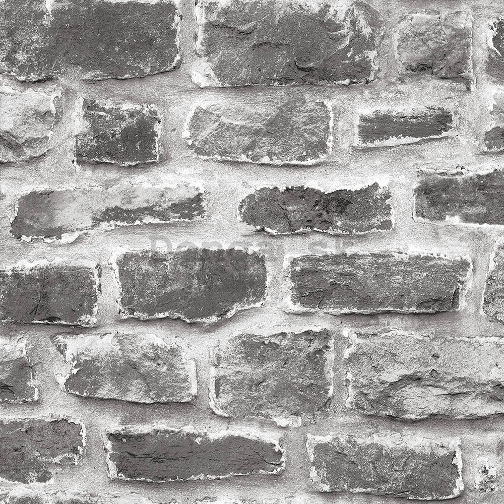 Vinylová umývateľná tapeta tmavo šedá kamenný múr (2)