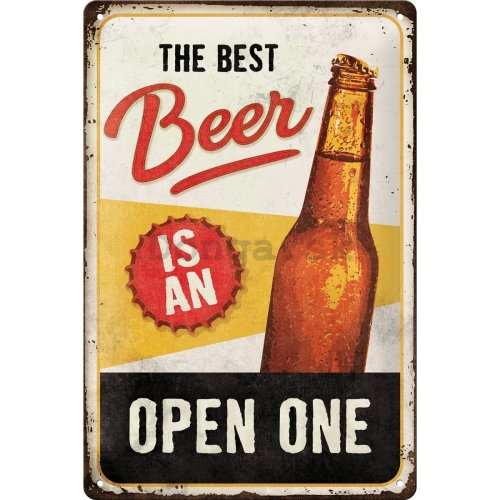 Plechová ceduľa: The Best Beer is an Open One - 20x30 cm
