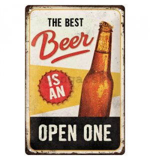 Plechová ceduľa: The Best Beer is an Open One - 20x30 cm