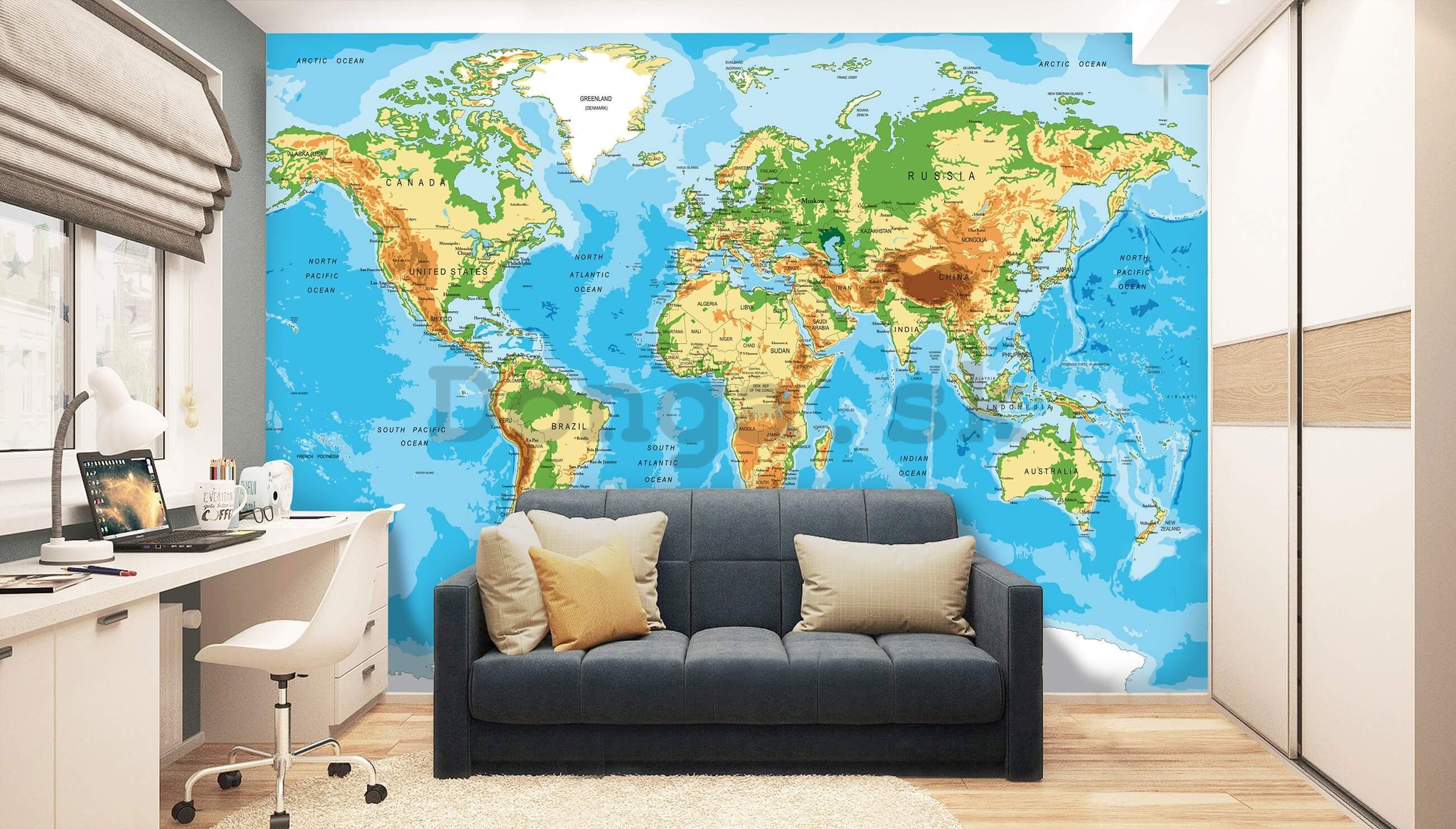 Fototapeta vliesová: Klasická mapa sveta - 152,5x104 cm