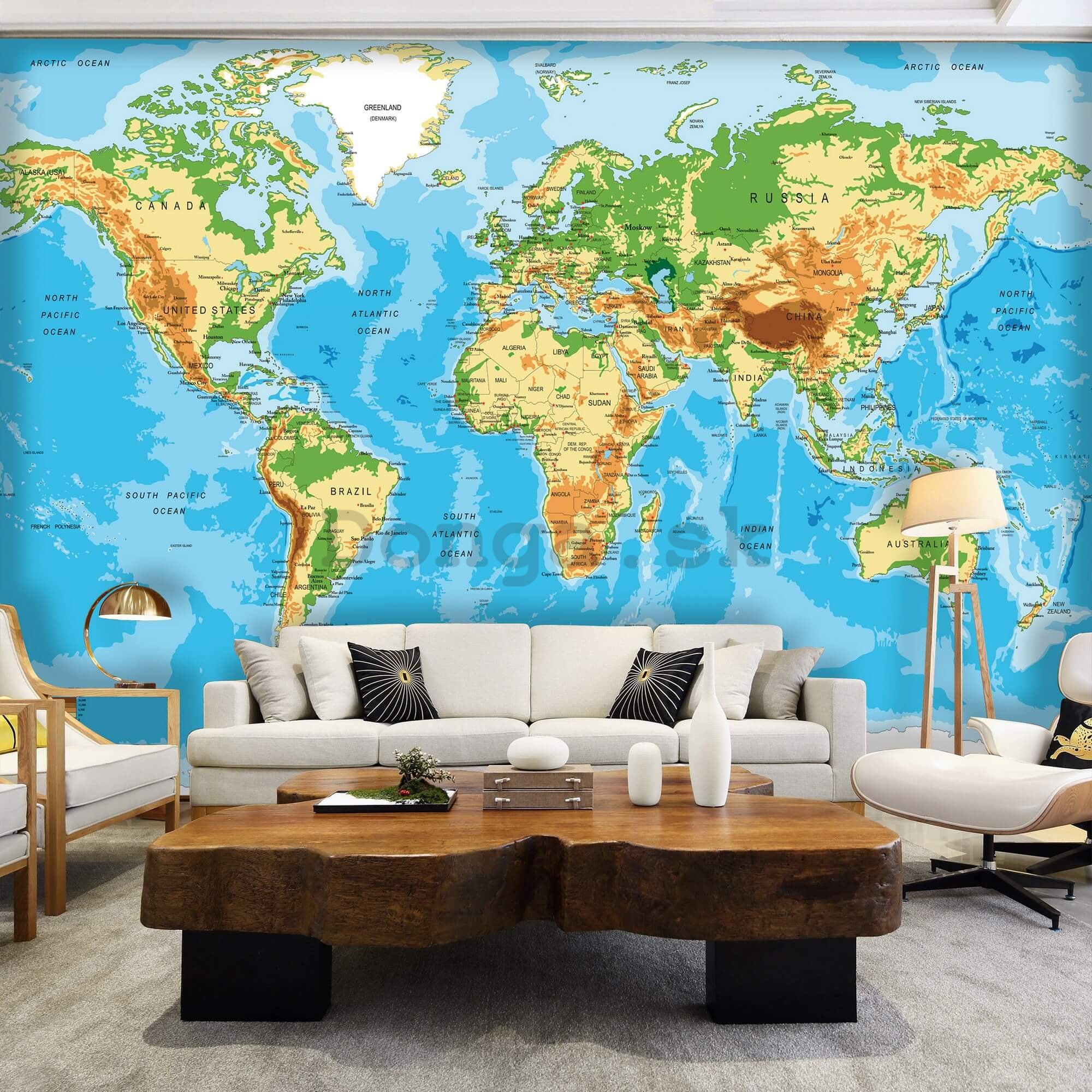Fototapeta vliesová: Klasická mapa sveta - 152,5x104 cm