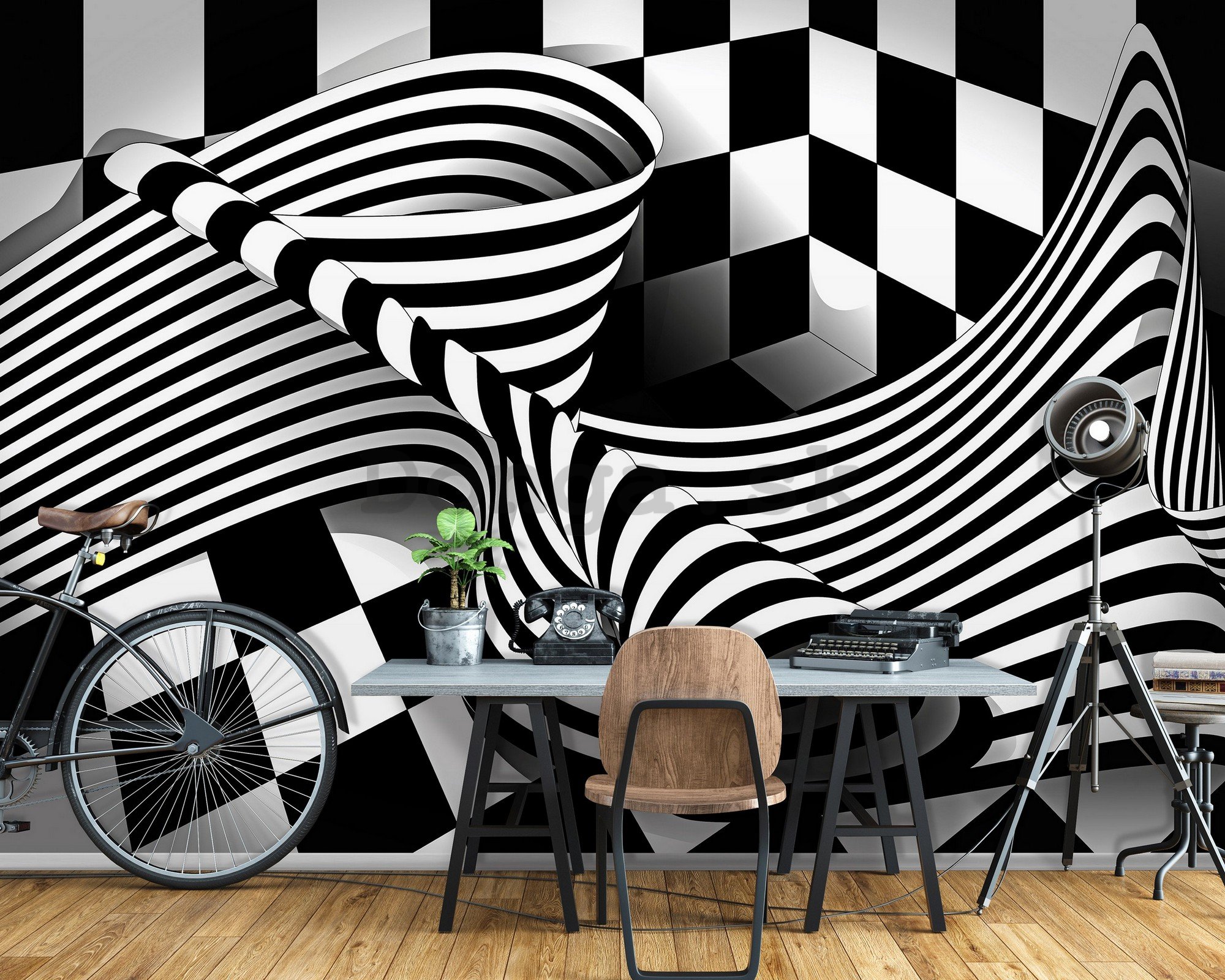 Fototapeta vliesová: Čiernobiela ilúzia - 254x184 cm
