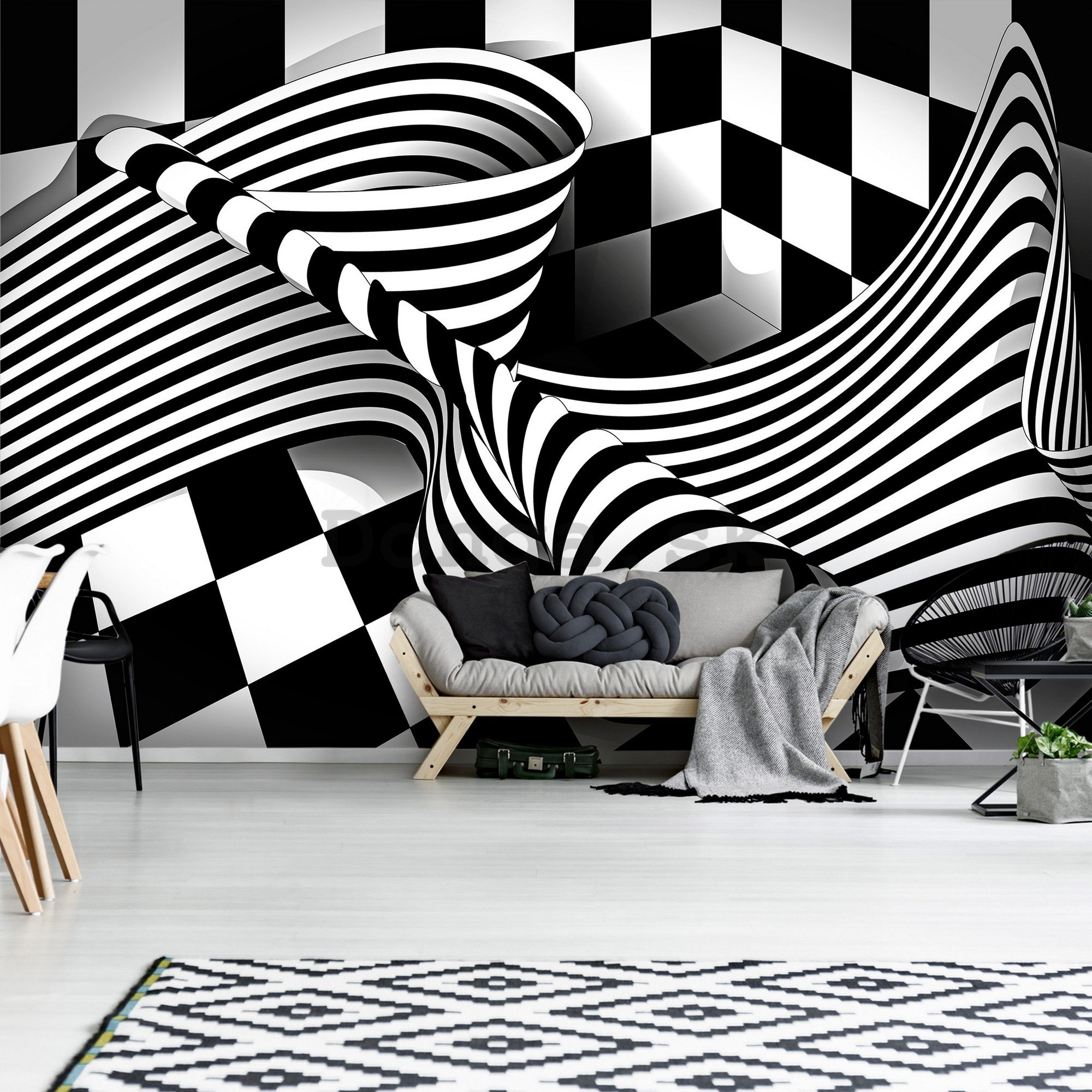 Fototapeta vliesová: Čiernobiela ilúzia - 254x184 cm