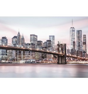 Fototapeta vliesová: Osvetlený Brooklyn Bridge - 368x254 cm