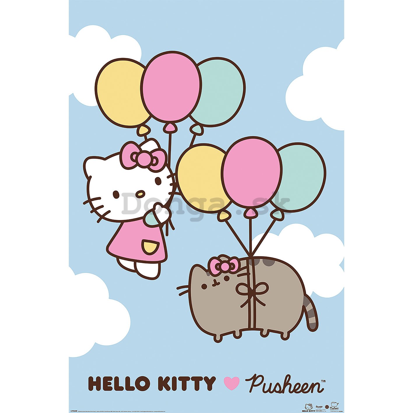 Plagát - Pusheen x Hello Kitty (Up up and Away)