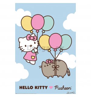Plagát - Pusheen x Hello Kitty (Up up and Away)